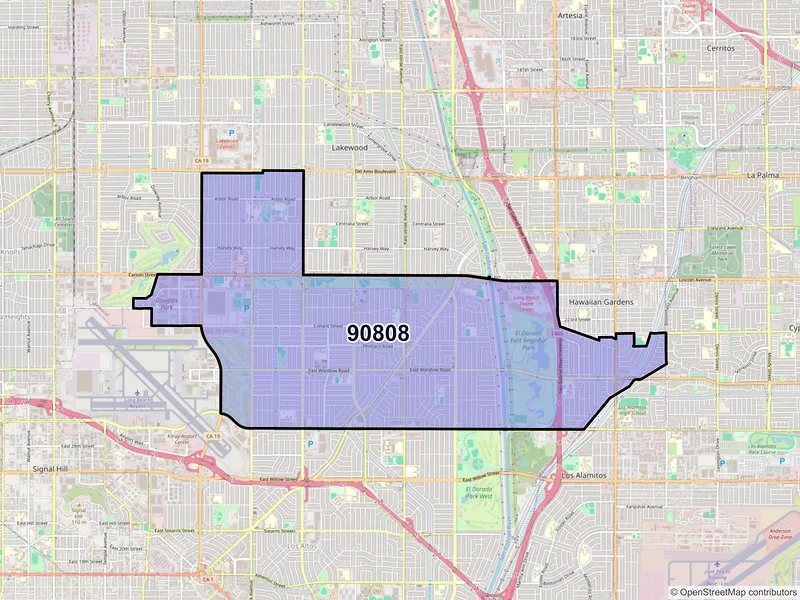 Map of ZIP Code 90808 — Long Beach, CA