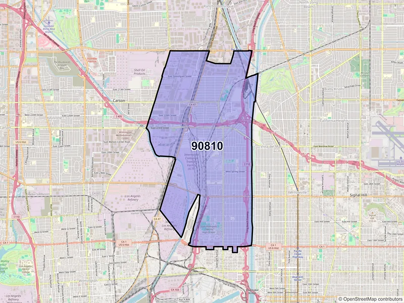 Map of ZIP Code 90810 — Long Beach, CA