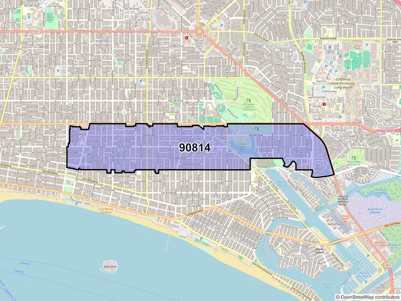 Map of ZIP Code 90814 — Long Beach, CA