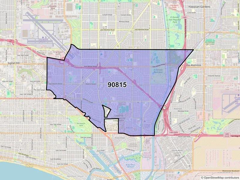 Map of ZIP Code 90815 — Long Beach, CA