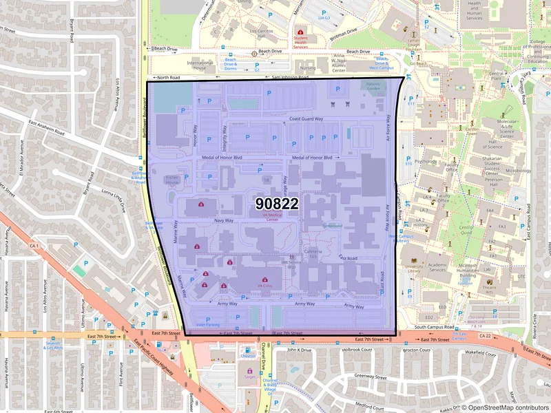 Map of ZIP Code 90822 — Long Beach, CA