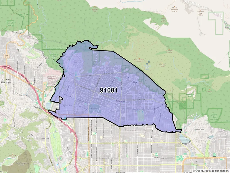 Map of ZIP Code 91001 — Altadena, CA
