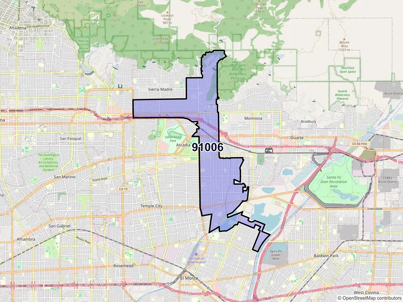 Map of ZIP Code 91006 — Arcadia, CA