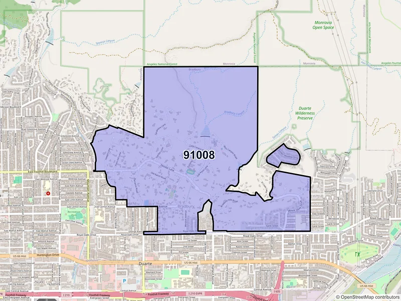 Map of ZIP Code 91008 — Duarte, CA