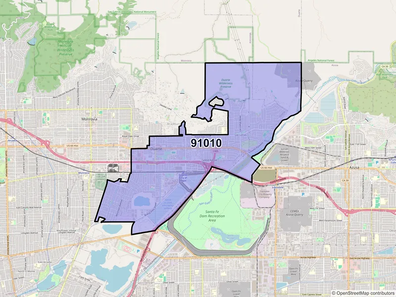 Map of ZIP Code 91010 — Duarte, CA