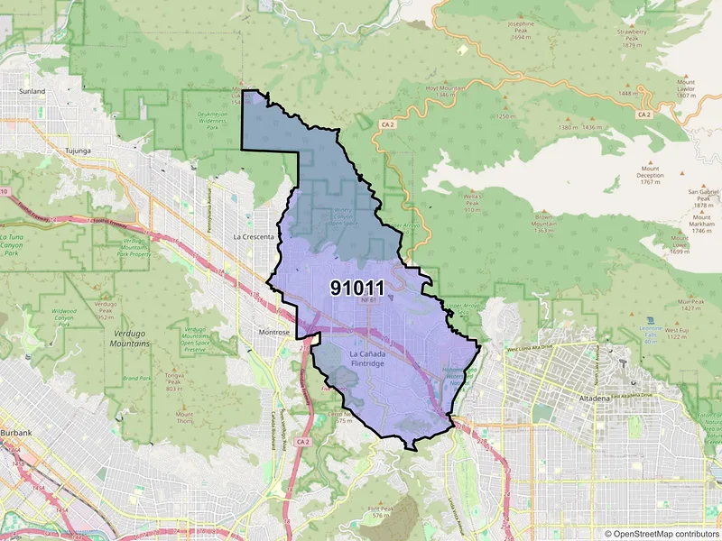 Map of ZIP Code 91011 — La Canada Flintridge, CA