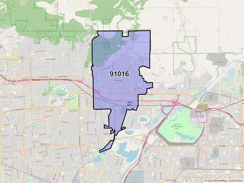 Map of ZIP Code 91016 — Monrovia, CA