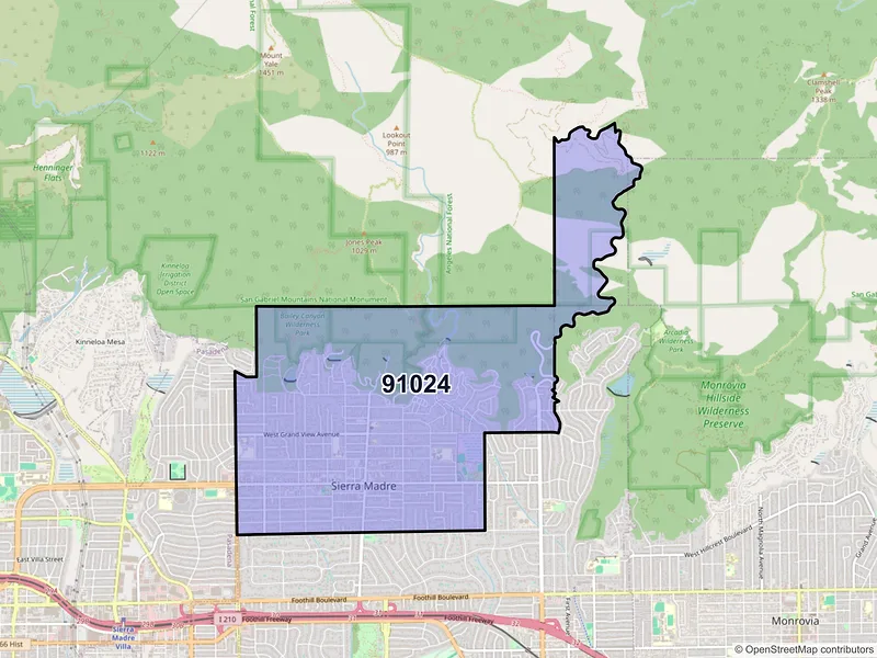 Map of ZIP Code 91024 — Sierra Madre, CA