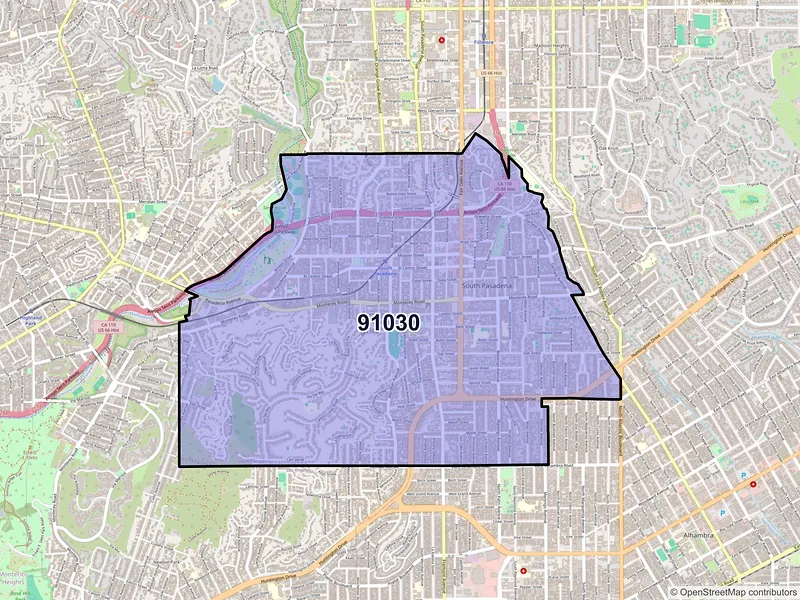 Map of ZIP Code 91030 — South Pasadena, CA
