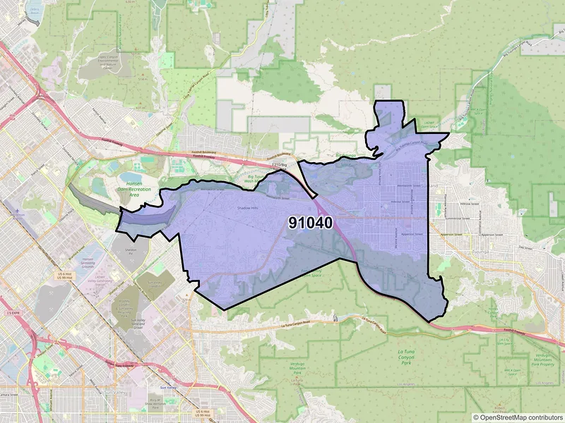 Map of ZIP Code 91040 — Sunland, CA