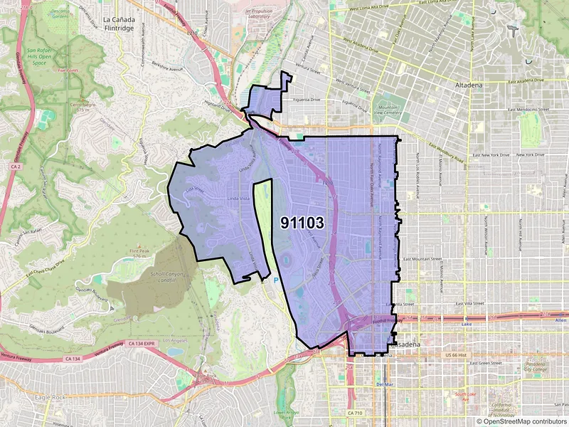 Map of ZIP Code 91103 — Pasadena, CA