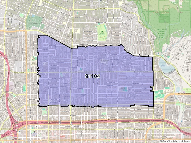 Map of ZIP Code 91104 — Pasadena, CA