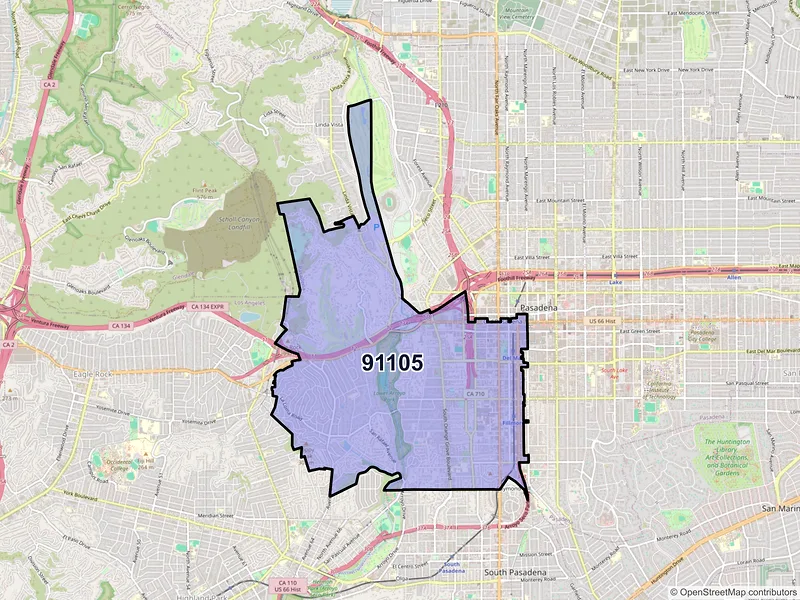 Map of ZIP Code 91105 — Pasadena, CA