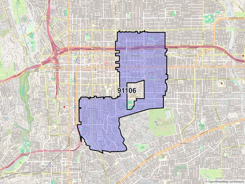 Map of ZIP Code 91106 — Pasadena, CA