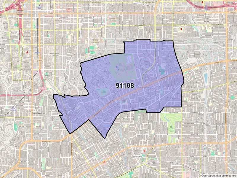 Map of ZIP Code 91108 — San Marino, CA
