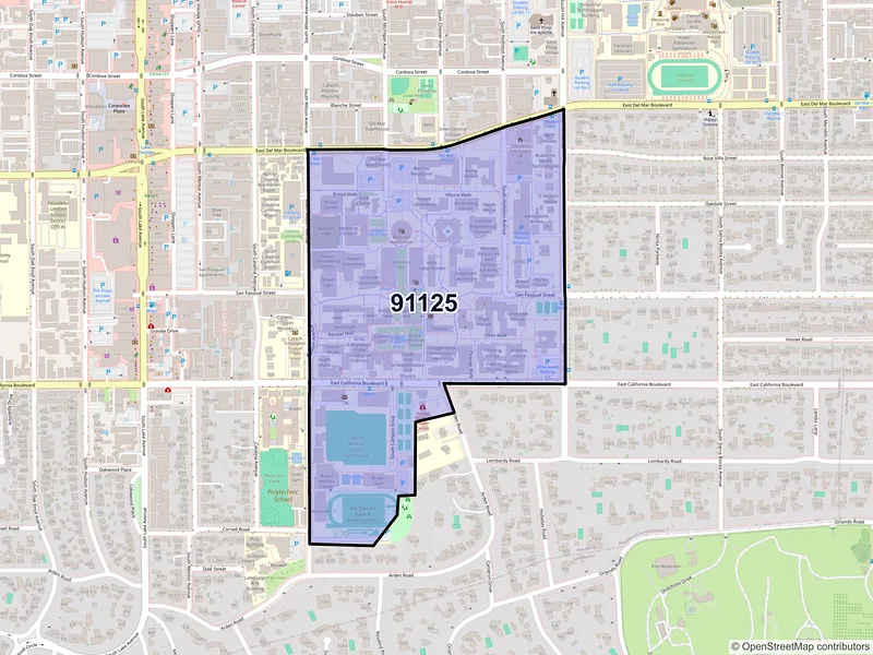 Map of ZIP Code 91125 — Pasadena, CA