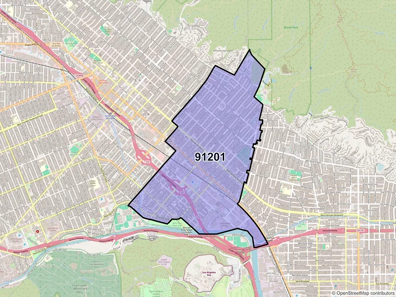 Map of ZIP Code 91201 — Glendale, CA