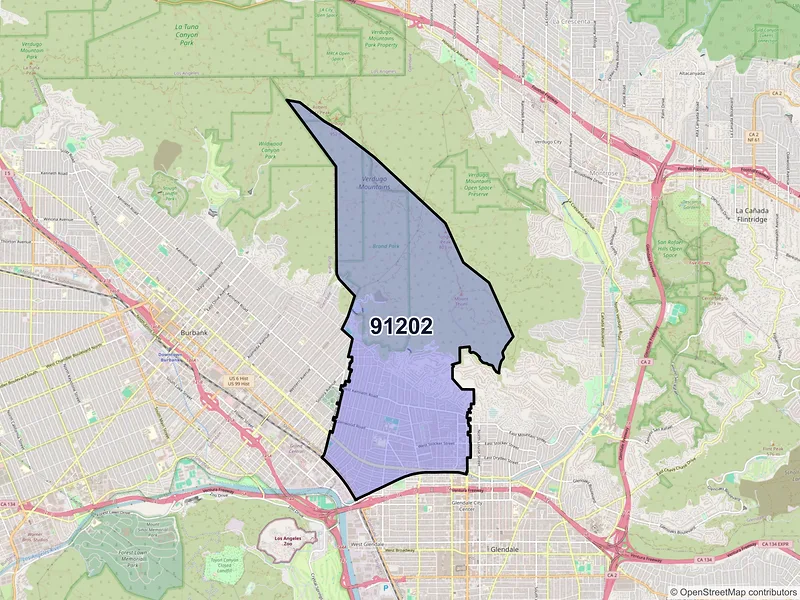 Map of ZIP Code 91202 — Glendale, CA