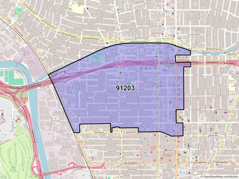 Map of ZIP Code 91203 — Glendale, CA