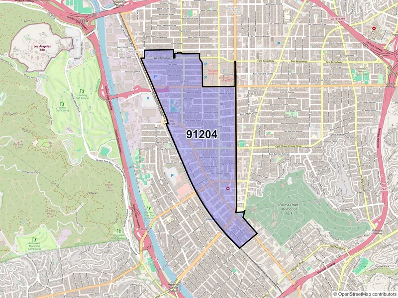 Map of ZIP Code 91204 — Glendale, CA