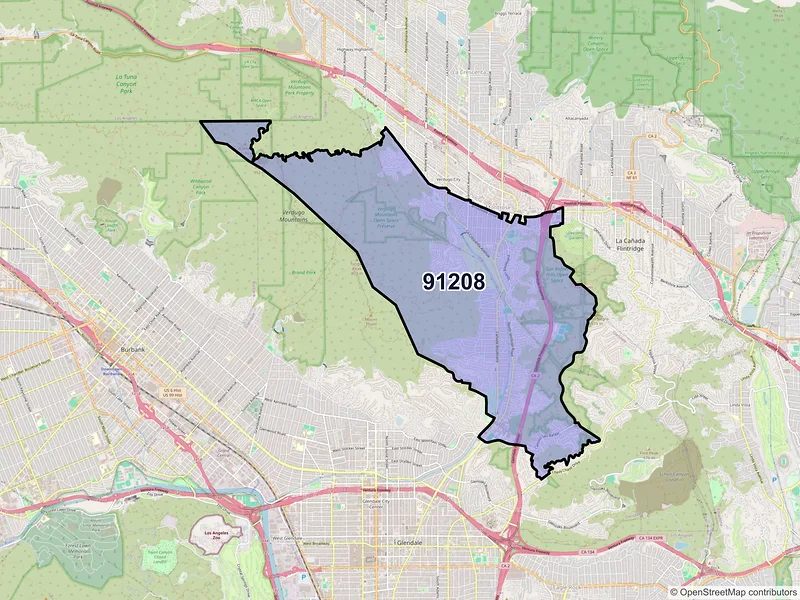 Map of ZIP Code 91208 — Glendale, CA
