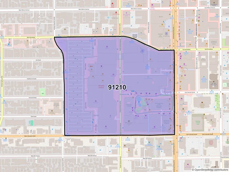 Map of ZIP Code 91210 — Glendale, CA