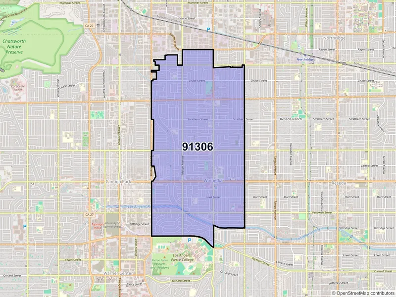 Map of ZIP Code 91306 — Winnetka, CA