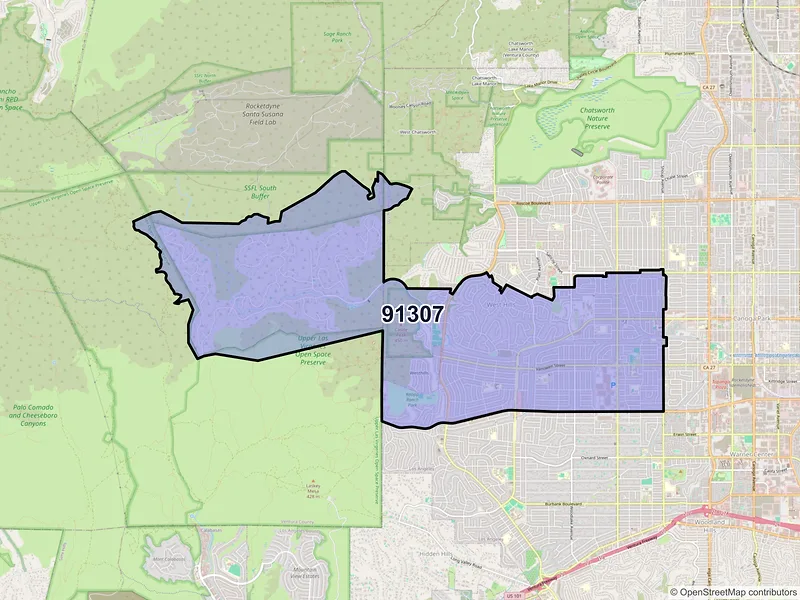 Map of ZIP Code 91307 — West Hills, CA