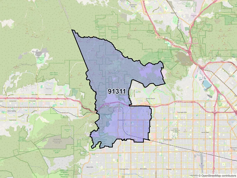 Map of ZIP Code 91311 — Chatsworth, CA