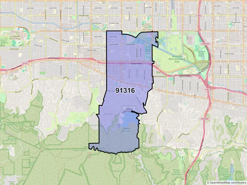 Map of ZIP Code 91316 — Encino, CA
