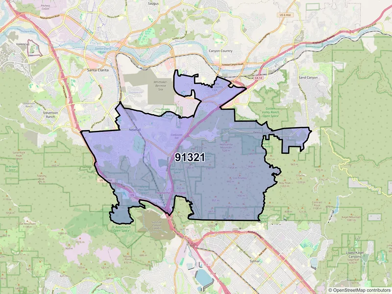 Map of ZIP Code 91321 — Newhall, CA