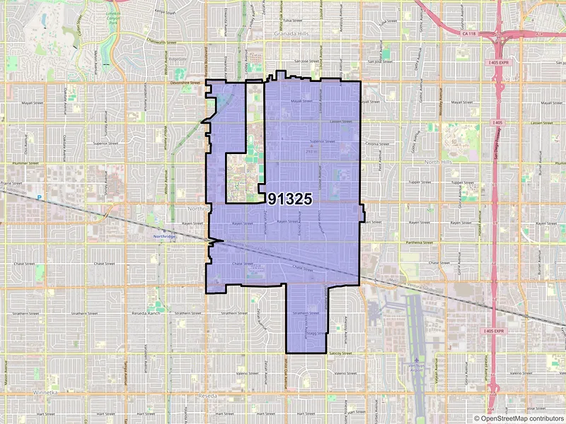 Map of ZIP Code 91325 — Northridge, CA
