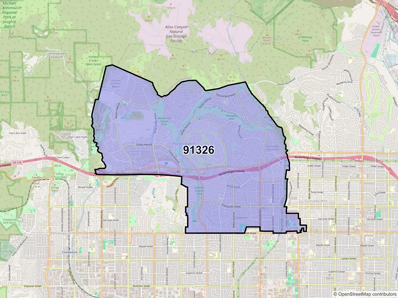Map of ZIP Code 91326 — Porter Ranch, CA