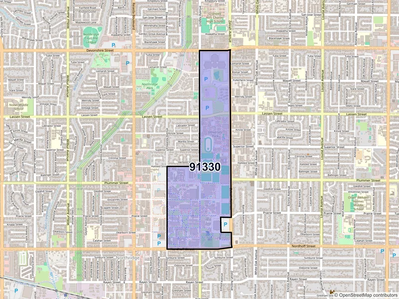 Map of ZIP Code 91330 — Northridge, CA