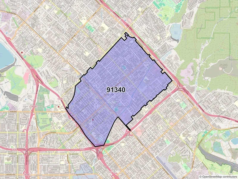 Map of ZIP Code 91340 — San Fernando, CA