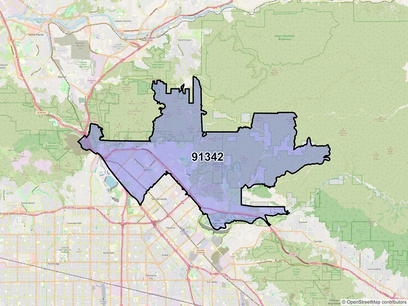 Map of ZIP Code 91342 — Sylmar, CA