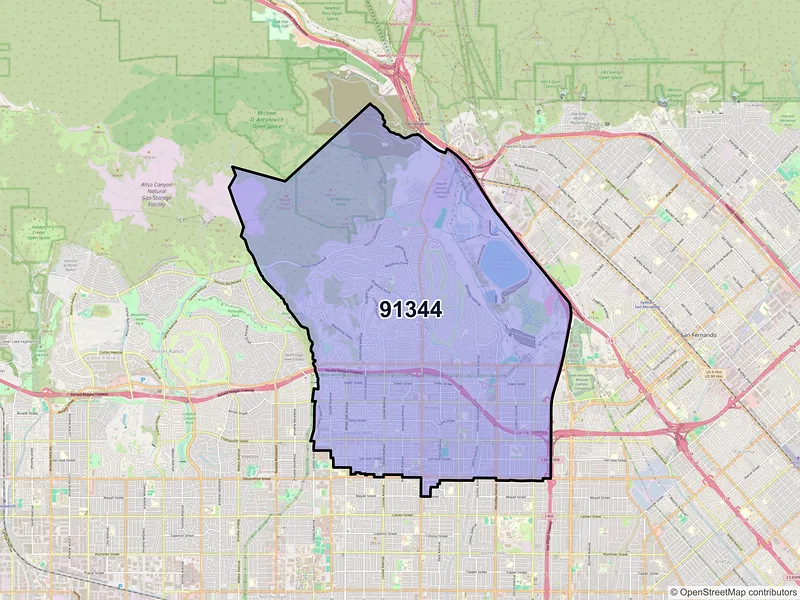 Map of ZIP Code 91344 — Granada Hills, CA