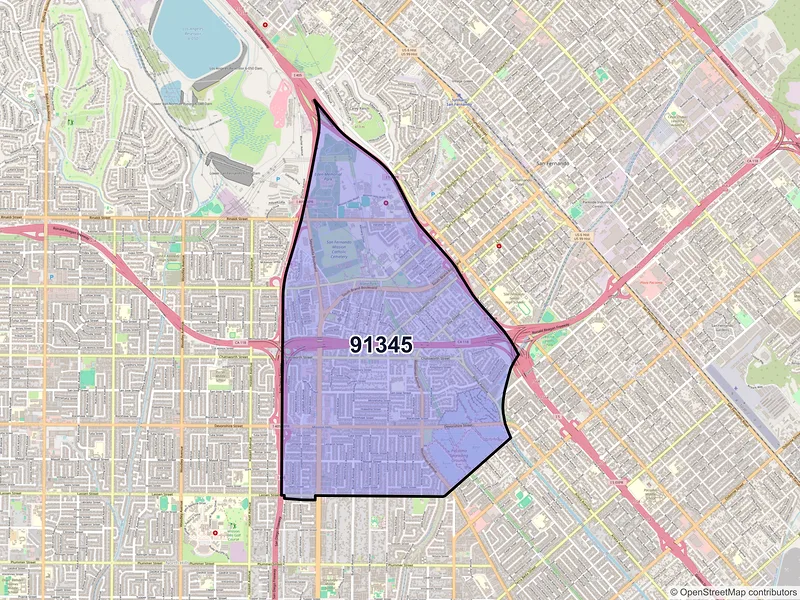 Map of ZIP Code 91345 — Mission Hills, CA