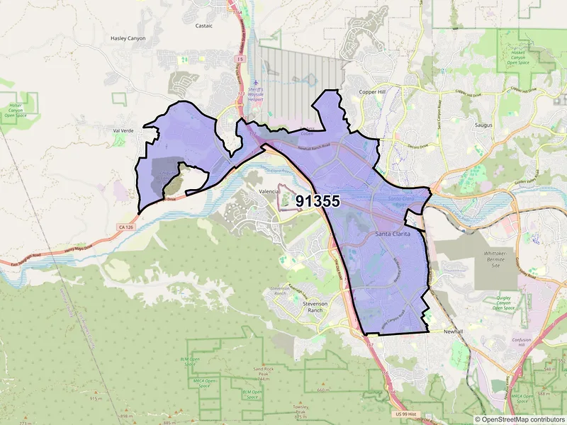 Map of ZIP Code 91355 — Valencia, CA