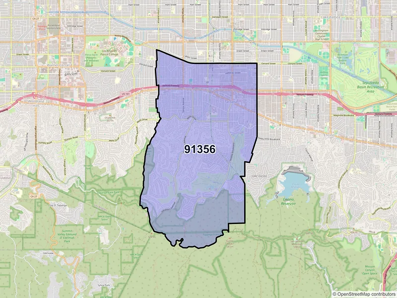 Map of ZIP Code 91356 — Tarzana, CA