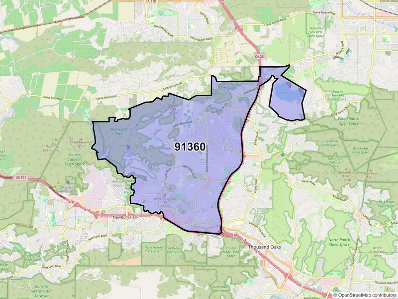 Map of ZIP Code 91360 — Thousand Oaks, CA