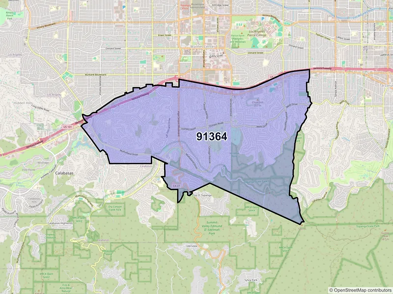 Map of ZIP Code 91364 — Woodland Hills, CA