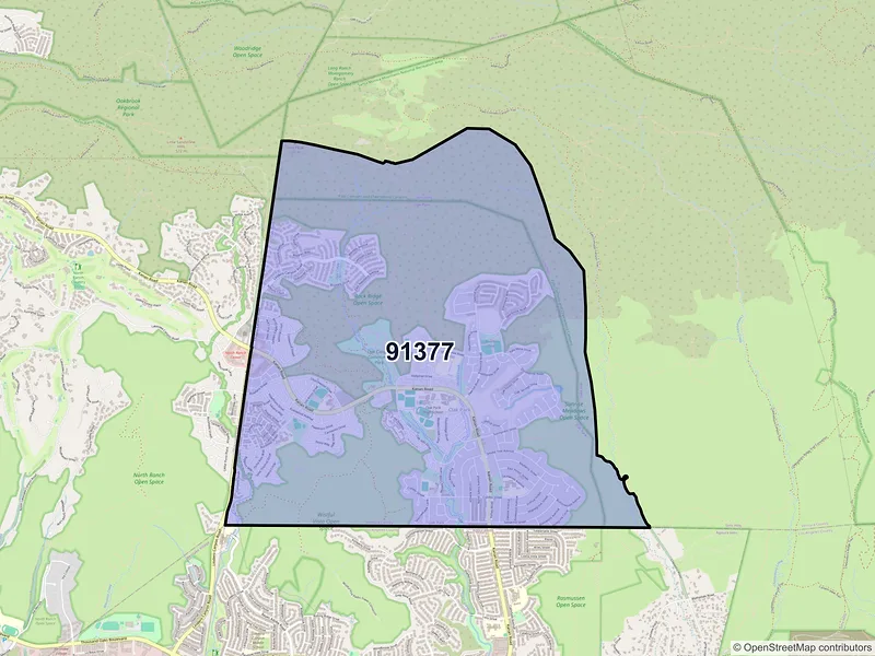 Map of Oak Park, California and ZIP codes