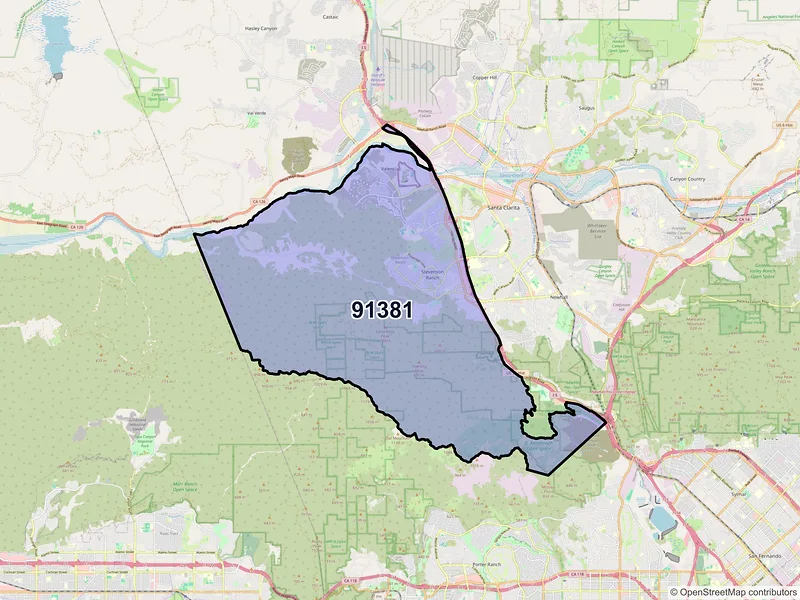 Map of ZIP Code 91381 — Stevenson Ranch, CA