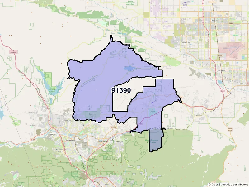 Map of ZIP Code 91390 — Santa Clarita, CA