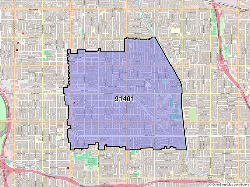 Map of ZIP Code 91401 — Van Nuys, CA