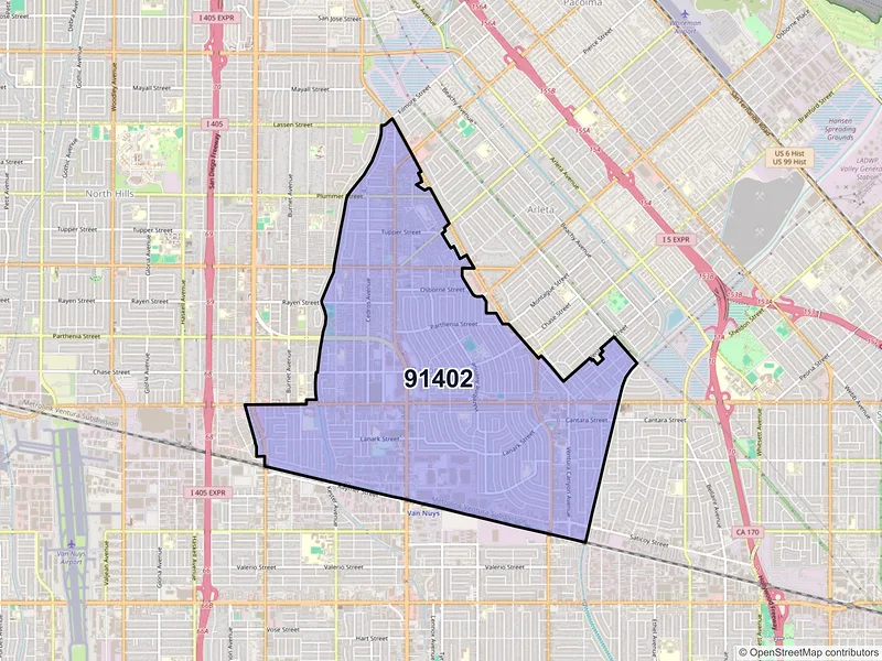 Map of ZIP Code 91402 — Panorama City, CA