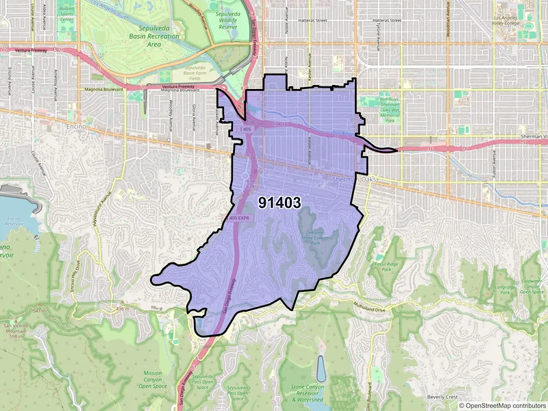 Map of ZIP Code 91403 — Sherman Oaks, CA