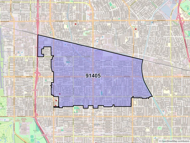 Map of ZIP Code 91405 — Van Nuys, CA