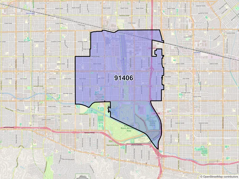 Map of ZIP Code 91406 — Van Nuys, CA
